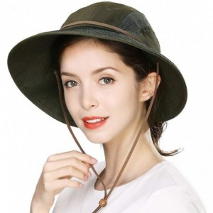 Sun Hats UV50 Foldable Sunhat Women Ponytail Hole Safari Beach Fishing Bucket Hat 55-61CM - 00707_olive - CW18RXX4MD9 $42.69