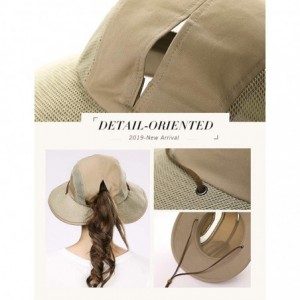 Sun Hats UV50 Foldable Sunhat Women Ponytail Hole Safari Beach Fishing Bucket Hat 55-61CM - 00707_olive - CW18RXX4MD9 $44.72