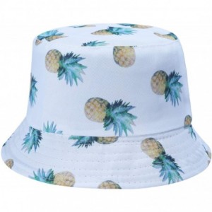Bucket Hats Unisex Cute Print Bucket Hat Summer Fisherman Cap - White Pineapple - C81903OAON6 $34.93