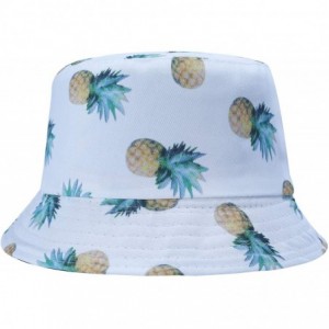 Bucket Hats Unisex Cute Print Bucket Hat Summer Fisherman Cap - White Pineapple - C81903OAON6 $36.17