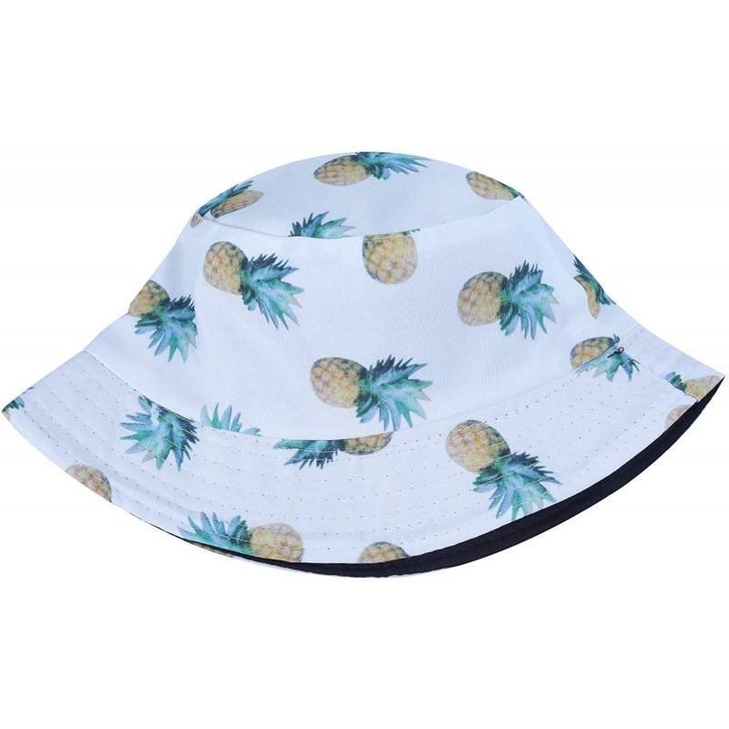 Unisex Cute Print Bucket Hat Summer Fisherman Cap - White Pineapple ...