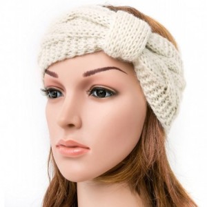 Cold Weather Headbands Women's Chunky Cable Knitted Turban Headband Ear Warmer Head Wrap - 1 Beige - CK12B1O8WJV $20.67
