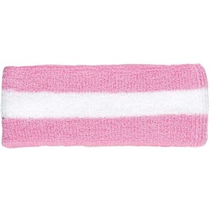 Headbands Cotton Terry Cloth Stretchy Stripe Sports Headband - Pink White - C4187GMH0UR $11.12