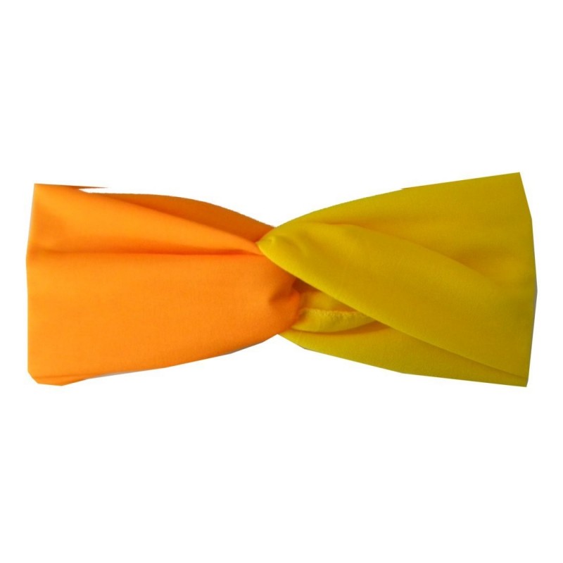 Headbands Stretchy Two Tone Orange/Yellow Twist Headwrap Turban Knot Head Band (Keshet Accessories) - Orange/Yellow - CE11JBH...