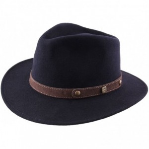 Fedoras Classic Traveller II Wool Felt Fedora Hat Packable Water Repellent - Marine - CC1885W6DL3 $34.34