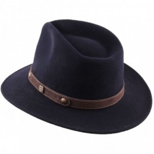 Fedoras Classic Traveller II Wool Felt Fedora Hat Packable Water Repellent - Marine - CC1885W6DL3 $93.37