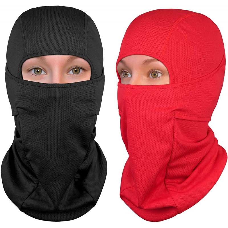 Balaclavas Balaclava Face Mask Ultimate Protection Neck Gaiter Bandana (Standard/Nordic/Arctic) - Standard- Black+red - C718K...