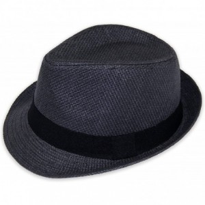 Fedoras Women/Men Straw Fedora Hat - Navy - CH12EBP0WJ5 $34.68