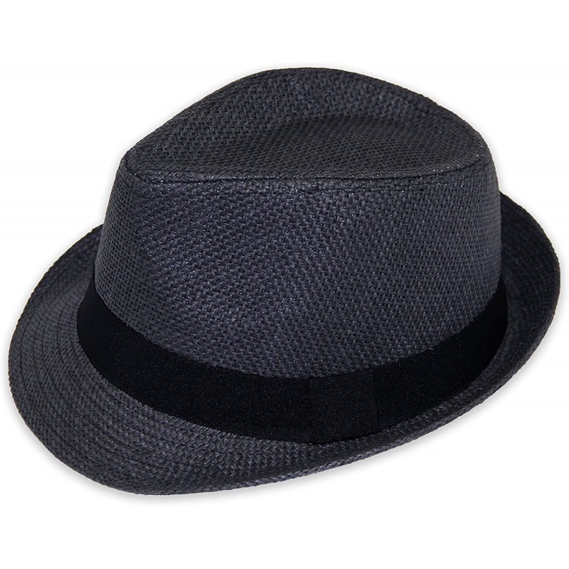 Fedoras Women/Men Straw Fedora Hat - Navy - CH12EBP0WJ5 $31.57