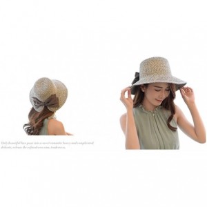 Sun Hats Womens Floppy Summer Sun Beach Straw Bow tie Hat Wide Large Brim Beach Straw Sun Cap - Blue - CU17YYKYHEW $29.30