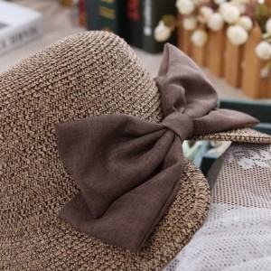 Sun Hats Womens Floppy Summer Sun Beach Straw Bow tie Hat Wide Large Brim Beach Straw Sun Cap - Blue - CU17YYKYHEW $29.30