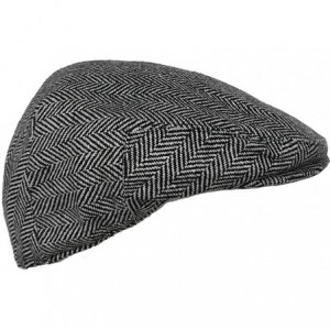 Newsboy Caps Wool Blend Herringbone Winter Ivy Scally Cap Flat Driver Hat 5 Point Newsboy - Black - CC128SAS925 $52.19