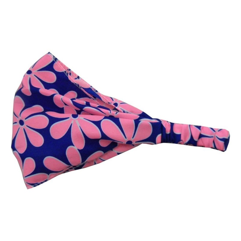 Headbands Pink and Navy Daisy Print Headwrap Yoga Boho Hair Band with Elastic (Keshet Accessories) - Pink/Navy - CU11LEJ8XYN ...