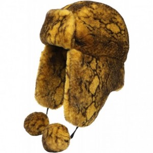 Bomber Hats Women's Snakeskin Print Faux Fur Ushanka Hat Winter Russian Trapper Hat for Skiing Earflap - Yellow - CA18X648OSZ...