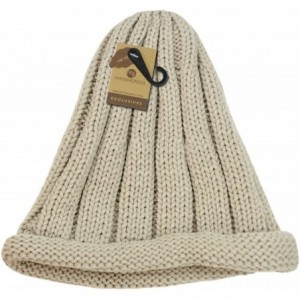 Skullies & Beanies Exclusive Winter Cable Knit Rolled Up Brim Pointy Top Beanie Hat - Beige - CB1274IMC7V $20.74