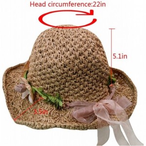 Sun Hats Womens Foldable Wide Brim Roll-up Crocheted Straw Hat Beach Sun Visor Cap UPF 50+ - Women Khaki - C618WC7RUDG $38.22