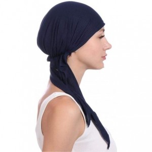 Skullies & Beanies 3Pack Women's Beanie Chemo Hat Cap Pre-Tied Cancer Headscarf - Khaki Navy Blue Wine Red - CT195ZXRGTA $31.39