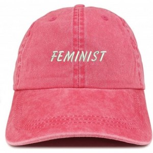 Baseball Caps Feminist Embroidered Washed Cotton Adjustable Cap - Red - CE12IFNREPJ $39.19
