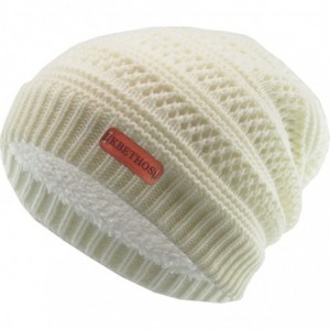Skullies & Beanies Super Warm Slouchy Fleeced Long Beanie Warm Fur Lined Winter Knit Hat Thick Skull Cap - CS18GL6C3Y7 $26.83