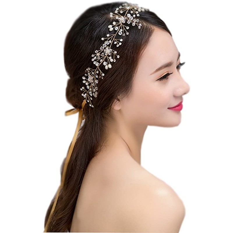 Headbands Newdeve Bridal Crystal and Beads Headband Wedding Vintage Hair Vine Bridal Hair Accessories - golden - CT18CEHT6TC ...