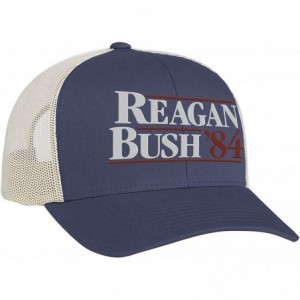 Baseball Caps Reagan Bush 84 Campaign Adult Trucker Hat - Ocean Blue/Beige - CN199IG8W69 $51.03