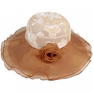 Sun Hats Womens Kentucky Derby Hats Organza Church Hat for Wedding Tea Party MZW0100 - Light Brown - C317YX6Y9Q7 $24.71