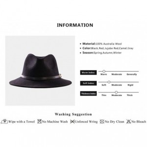 Fedoras Womens Fedora Hat 100% Wool Wide Brim Panama Felt Hats Winter Trilby Cap Church Party - A1-black - CN18I9C0DCN $54.84