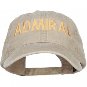 Baseball Caps Admiral Embroidered Washed Buckle Cap - Khaki - CN187DR763D $36.39