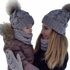 Skullies & Beanies 2PCS Parent-Child Hat Warmer- Mommy and Me Cable Knit Winter Warm Hat Beanie - Gray - CN18I5KISW7 $19.16