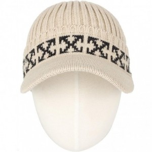 Skullies & Beanies Winter Knit Visor Beanie Hat Baseball Watch Cap CRQ1102 - Beige - C918KHGZ4ME $34.71