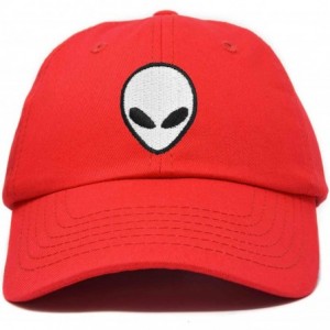Baseball Caps Alien Head Baseball Cap Mens and Womens Hat - Red - CI18M63AHXL $24.31