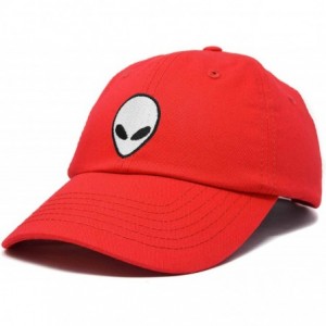 Baseball Caps Alien Head Baseball Cap Mens and Womens Hat - Red - CI18M63AHXL $28.41