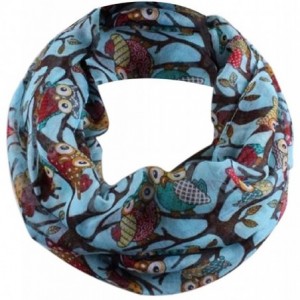 Headbands Women Owl Pattern Print Elegant Lightweight Silk Accessaries Warm Wrap Shawl Scarf - Light Blue - C212L2B941D $18.86