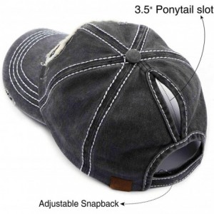 Baseball Caps Exclusives Hatsandscarf Washed Distressed Cotton Denim Ponytail Hat Adjustable Baseball Cap (BT-761) - C318RIAX...