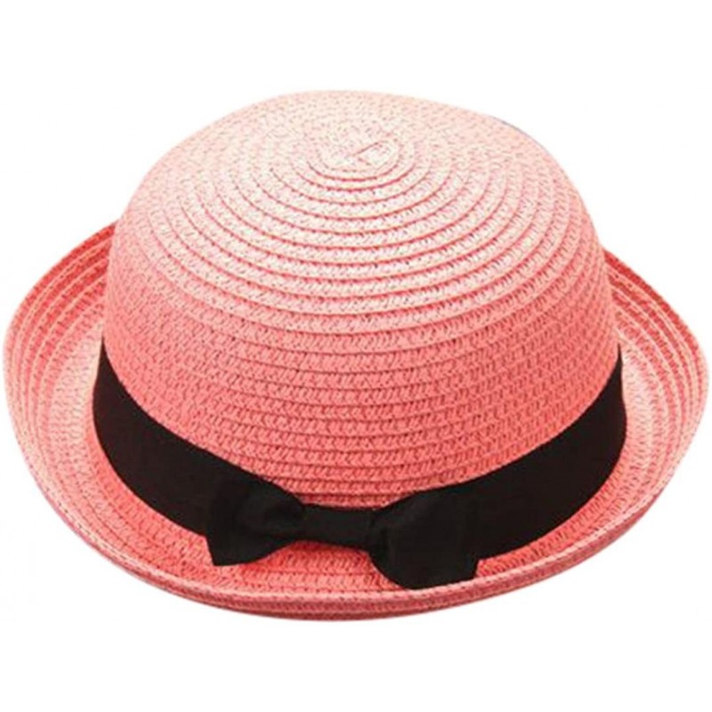 Fedoras Sun Hats Caps- Adult Parent & Kids Bowknot Breathable Hat Straw Hat Summer Beach Hat - Watermelon Red - CO18EXWONXZ $...