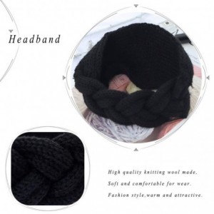 Headbands Boho Braided Headband Knitted Cotton Headbands Wool Wide Hairband for Women and Girls (Black) - Black - CB18XS2UZ5O...