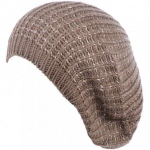 Berets Women's Fall French Style Cable Knit Beret Hat W/Sequin/Wooden Button - Beige - CN18EG8K7EE $15.68