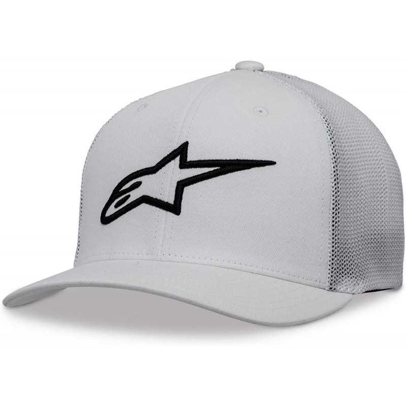 Baseball Caps Men's Logo Flexfit Hat Curved Bill Structured Crown - Ageless Stretch Mesh Hat White/Black - CP18HGCA96H $75.39