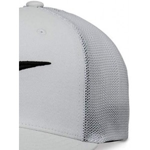 Baseball Caps Men's Logo Flexfit Hat Curved Bill Structured Crown - Ageless Stretch Mesh Hat White/Black - CP18HGCA96H $71.00