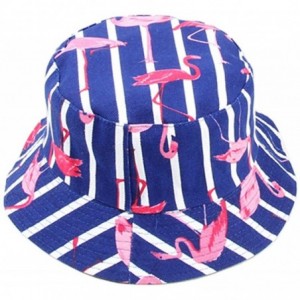 Bucket Hats Flamingo-Bucket-Hat Printed Sun-Hat Reversible with Summer Women - Navy - CV18SC2LD0L $20.71