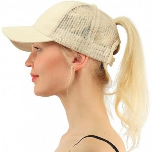 Baseball Caps 2018 New Ponytail Baseball Cap Women Messy Bun Tennis Hat Adjustable Mesh Snapback - Beige - CQ18CK7LQXS $9.04