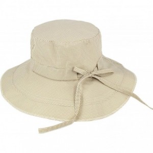 Sun Hats Women's Summer Sun Hat - Gingham Wide Brim Bucket Hat - Cream - CJ11ZR0XJPD $45.00