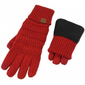 Skullies & Beanies Sherpa Lining Winter Warm Knit Touchscreen Texting Gloves - 2 Tone Olive 13 - CO18Y4CE8UK $31.43