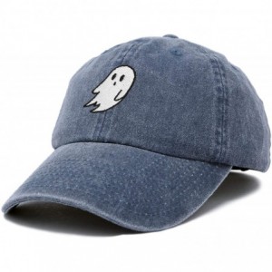Baseball Caps Ghost Embroidery Dad Hat Baseball Cap Cute Halloween - Navy Blue Vintage - CK18YQKL95E $27.05