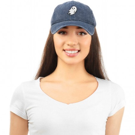 Ghost Embroidery Dad Hat Baseball Cap Cute Halloween - Navy Blue ...