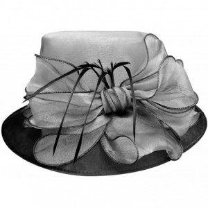 Sun Hats Noble Womens Dress Hats Wide Brim Church Wedding Kentucky Derby Floral A045 - Grey - CF11N64CXH7 $54.26