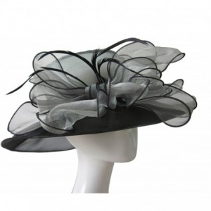 Sun Hats Noble Womens Dress Hats Wide Brim Church Wedding Kentucky Derby Floral A045 - Grey - CF11N64CXH7 $52.39
