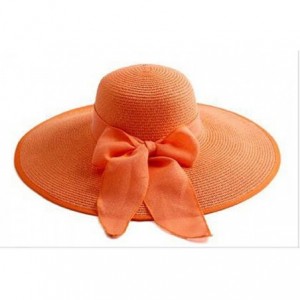 Sun Hats Women Crushable Two Tone Bow Casual Sun Straw Hat - Orange - C612FBZ3ZM5 $57.15
