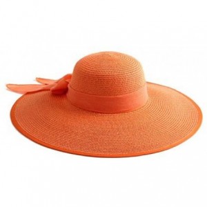 Sun Hats Women Crushable Two Tone Bow Casual Sun Straw Hat - Orange - C612FBZ3ZM5 $55.78