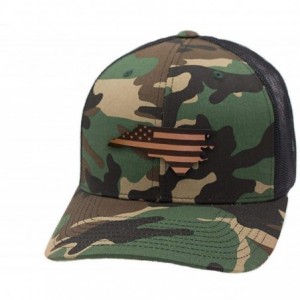 Baseball Caps 'Midnight North Carolina Patriot' Black Leather Patch Hat Curved Trucker - OSFA/Black - Camo - CP18IGOQTX8 $46.82